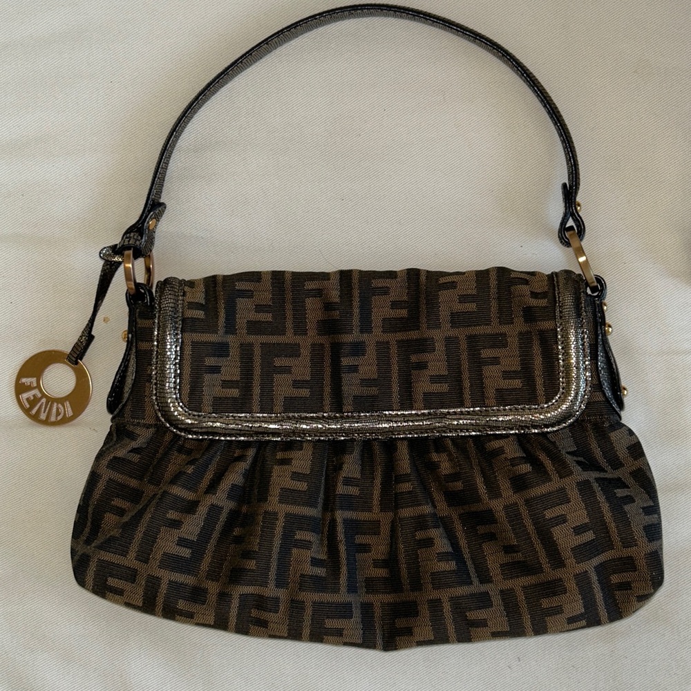 Fendi Black and Brown FF Shoulder Bag